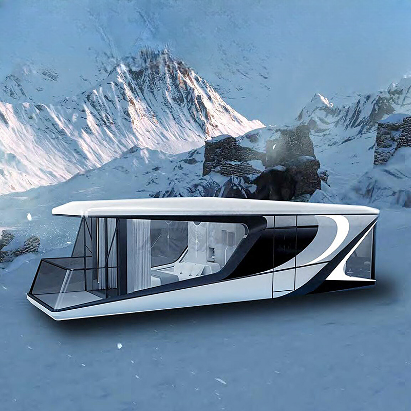 Space Capsule Houses Future-Tech Snowmobile Transparent